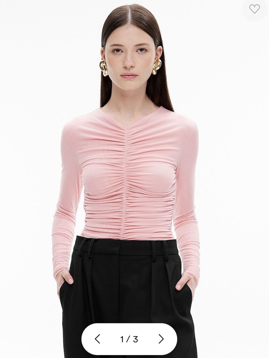 Witchery Tops - Witchery Gathered Front Long Sleeve Top Ruched Pink Size XS
